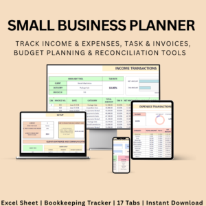 Small Business Planner | Bookkeeping Tracker | Income & Expenses Tracker | Task & Invoice Tracker | Financial Planner Digital Product